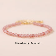 Buddha Stones Strawberry Quartz Prehnite Peridot Lazurite Lapis Lazuli Pink Crystal Tourmaline Healing Chain Bracelet
