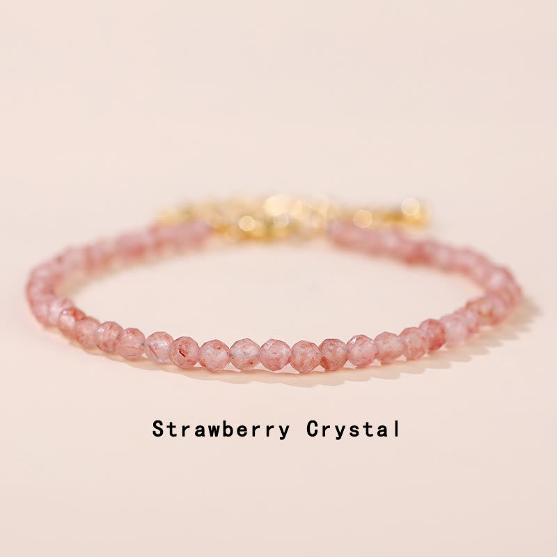 Buddha Stones Strawberry Quartz Prehnite Peridot Lazurite Lapis Lazuli Pink Crystal Tourmaline Healing Chain Bracelet
