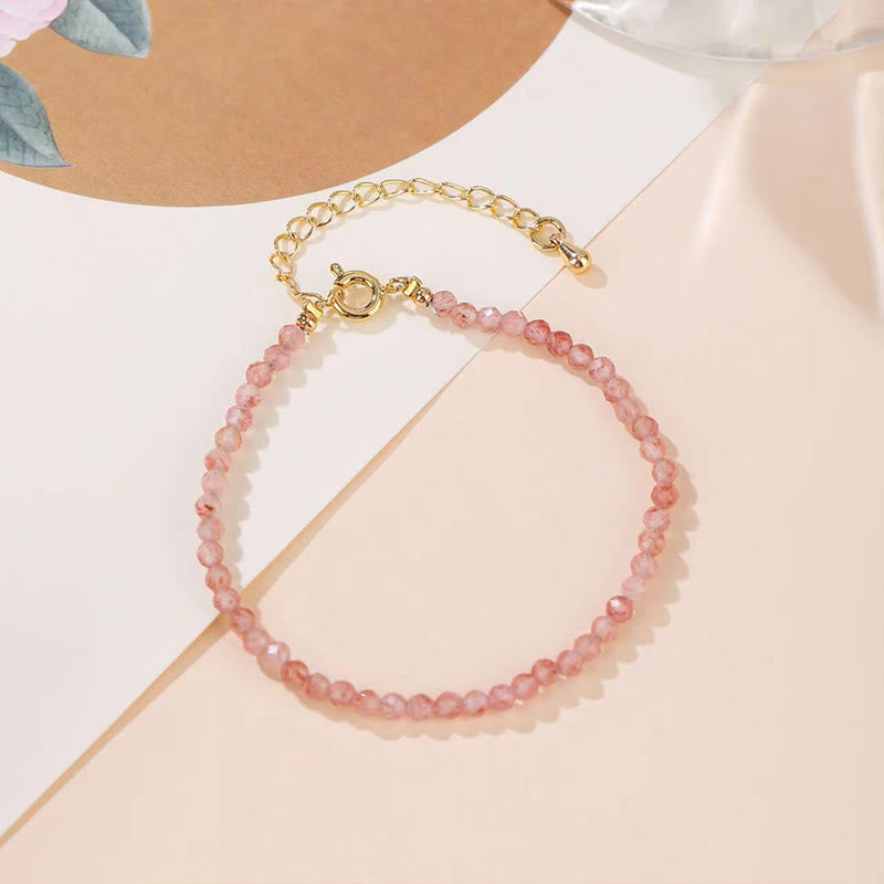 Buddha Stones Strawberry Quartz Prehnite Peridot Lazurite Lapis Lazuli Pink Crystal Tourmaline Healing Chain Bracelet
