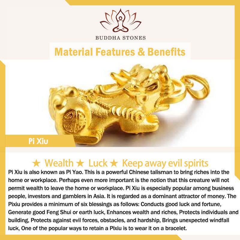 Buddha Stones Gold Sheen Obsidian PiXiu Wealth Rope Necklace Pendant