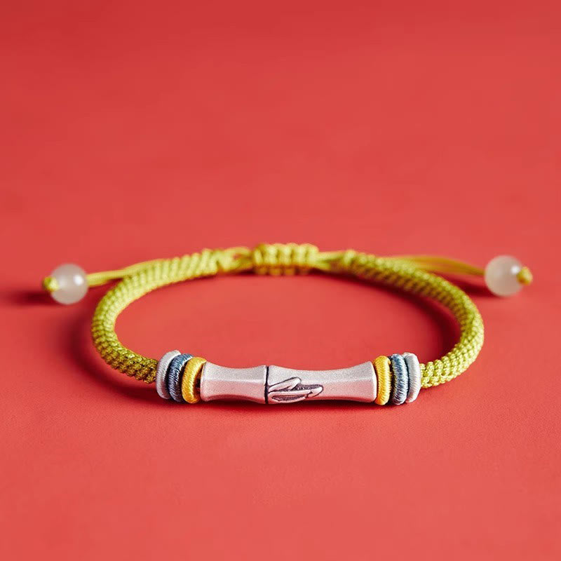 EverestArtstudios 999 Sterling Silver Red String Bamboo Enlightenment Bracelet