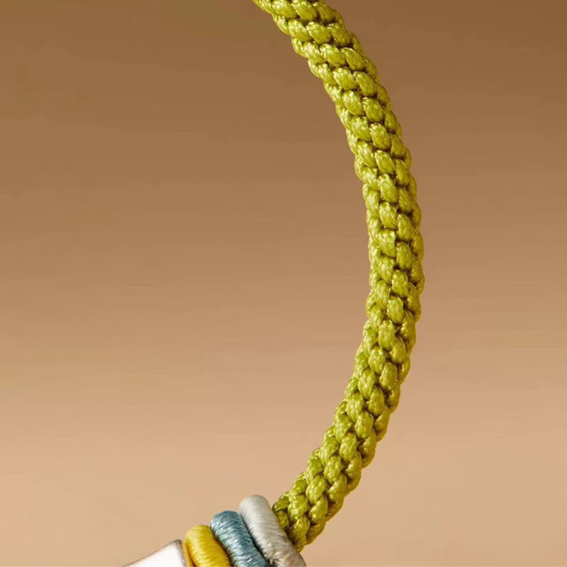 Bracelet bambou argent 999 jade cordon rouge