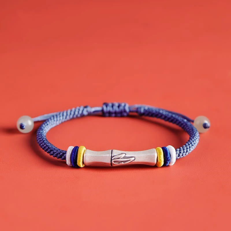Bracelet bambou argent 999 jade cordon rouge