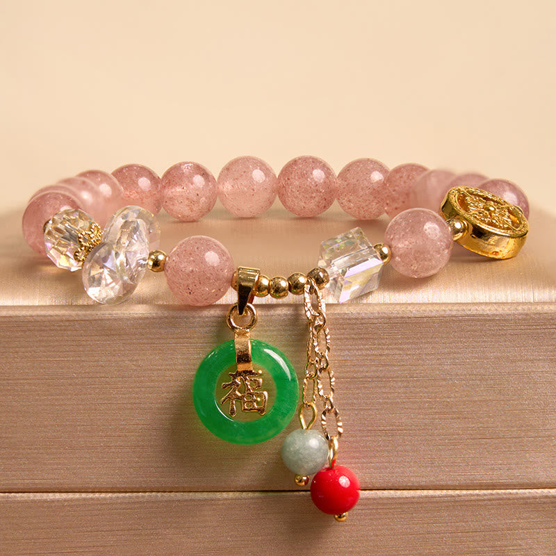 EverestArtstudios "Sending Love and Harmony"Strawberry Quartz Bracelet Includes Gift Message Card