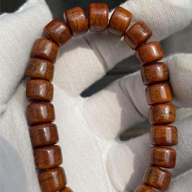 Buddha Stones Tibetan Bone Beads Three-Eyed Dzi Bead Sheep Horn Red Agate Strength Bracelet
