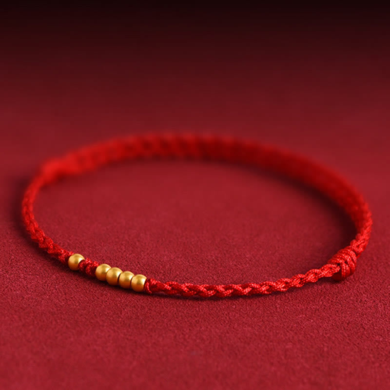 EverestArtstudios 999 Gold Beads Luck Braided Protection Couple Bracelet
