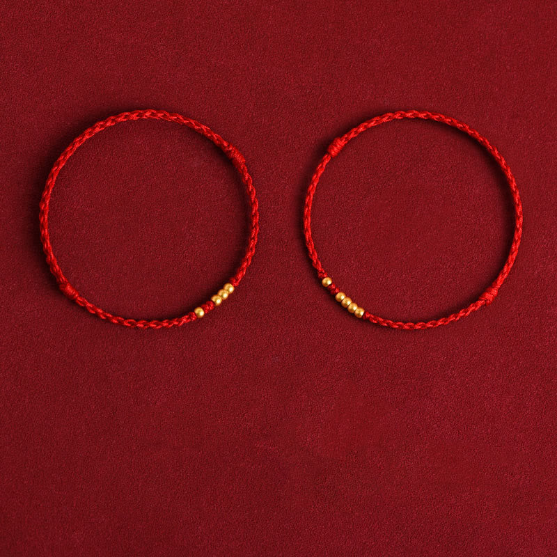 EverestArtstudios 999 Gold Beads Luck Braided Protection Couple Bracelet