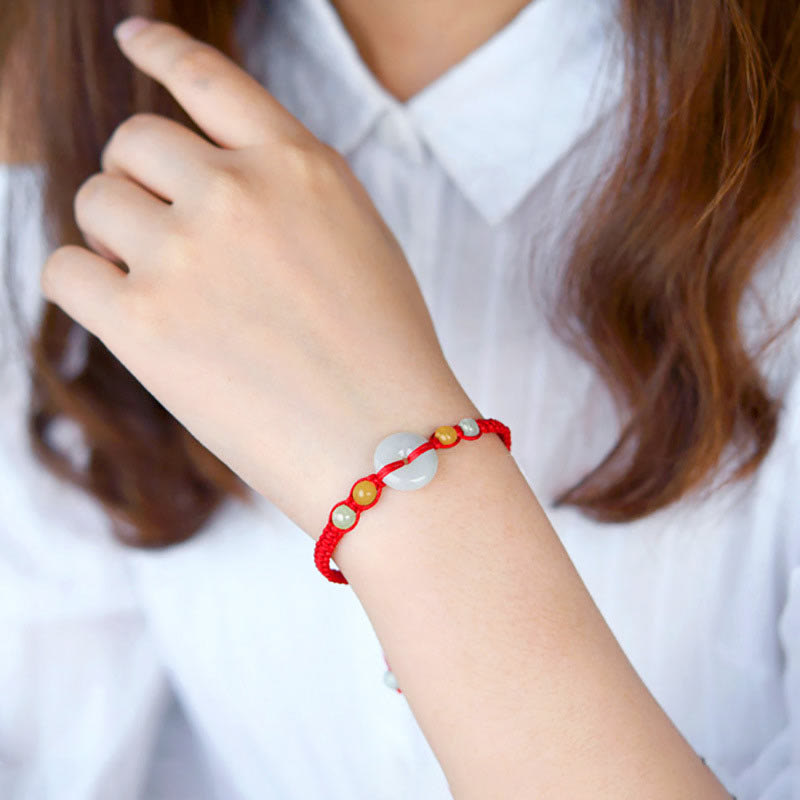 EverestArtstudios Jade Peace Buckle Luck Red String Bracelet