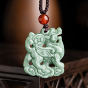 EverestArtstudios Jade PiXiu Wealth Luck String Necklace Pendant