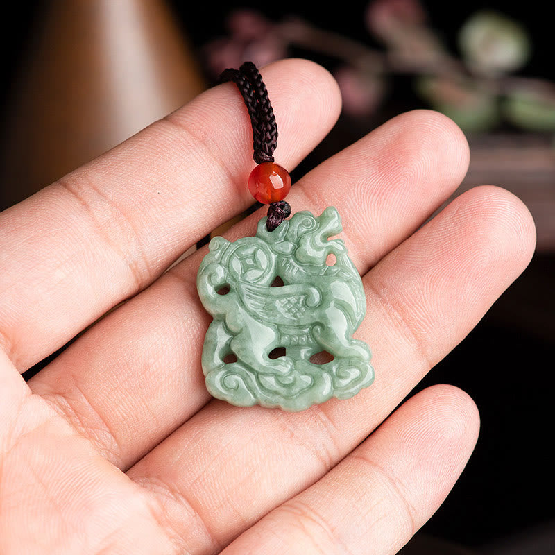 EverestArtstudios Jade PiXiu Wealth Luck String Necklace Pendant