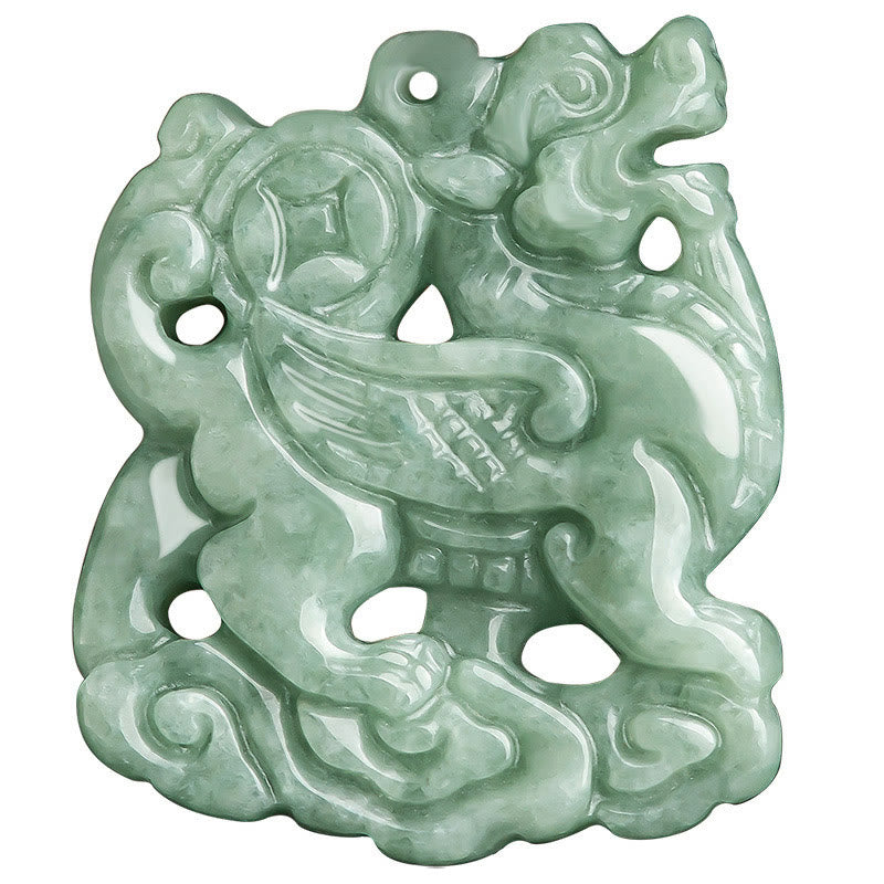 EverestArtstudios Jade PiXiu Wealth Luck String Necklace Pendant