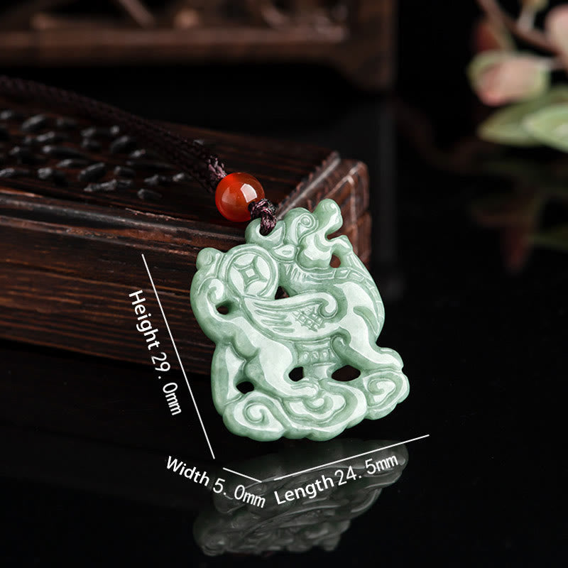 EverestArtstudios Jade PiXiu Wealth Luck String Necklace Pendant