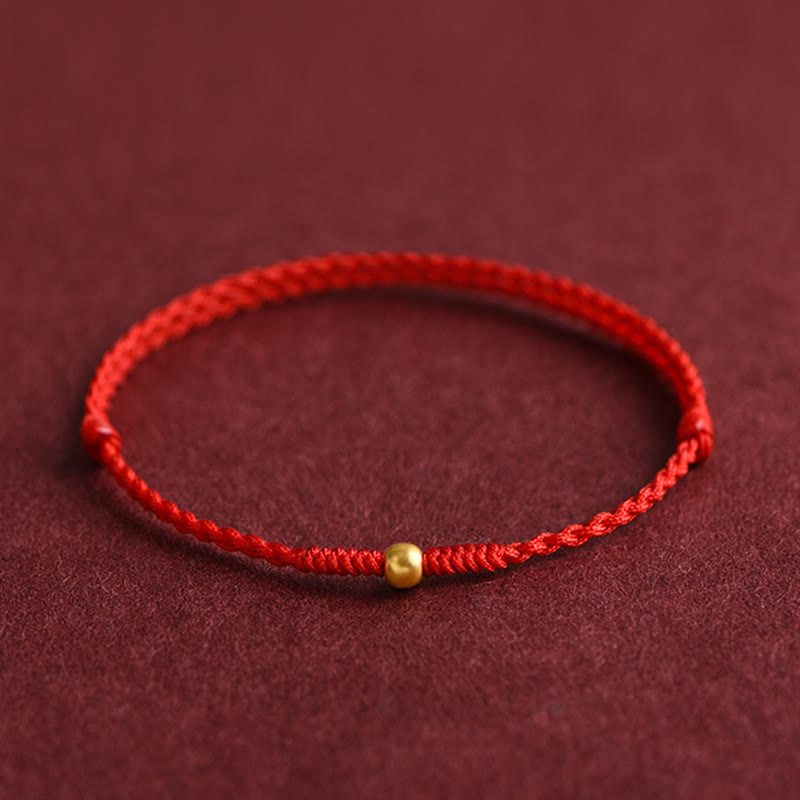 EverestArtstudios 999 Gold One Mini Bead Design Handmade Strength Braided Rope Bracelet Anklet