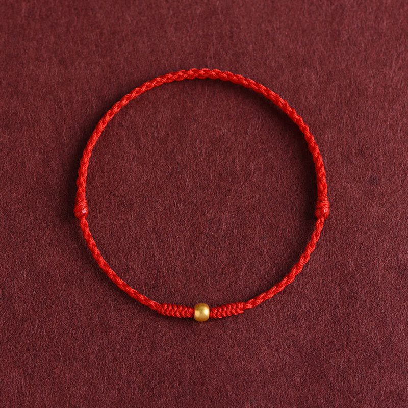 EverestArtstudios 999 Gold One Mini Bead Design Handmade Strength Braided Rope Bracelet Anklet