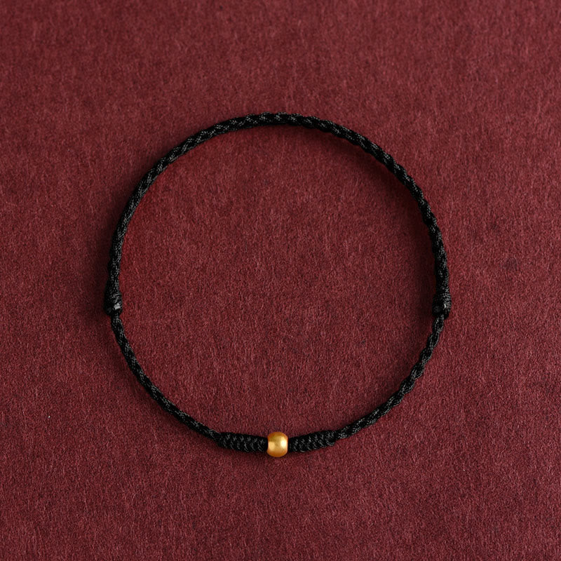 EverestArtstudios 999 Gold One Mini Bead Design Handmade Strength Braided Rope Bracelet Anklet