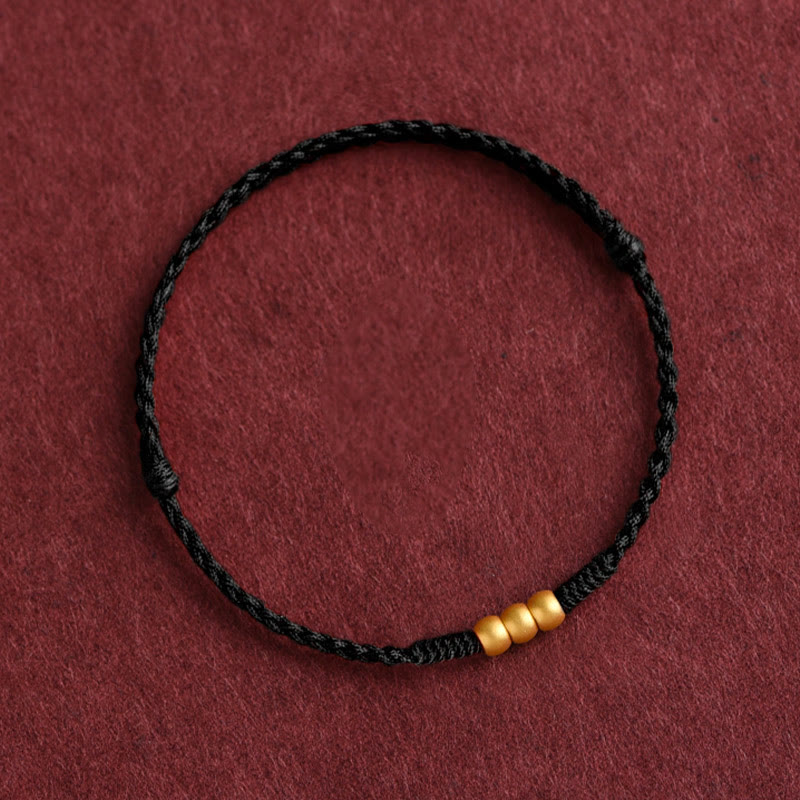 EverestArtstudios 999 Gold One Mini Bead Design Handmade Strength Braided Rope Bracelet Anklet