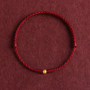 EverestArtstudios 999 Gold One Mini Bead Design Handmade Strength Braided Rope Bracelet Anklet