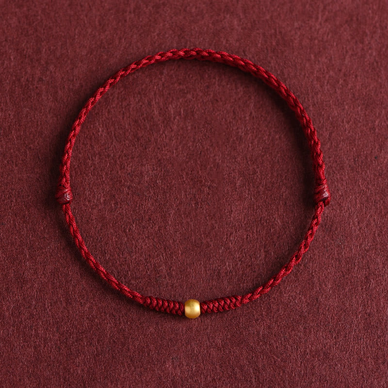 EverestArtstudios 999 Gold One Mini Bead Design Handmade Strength Braided Rope Bracelet Anklet