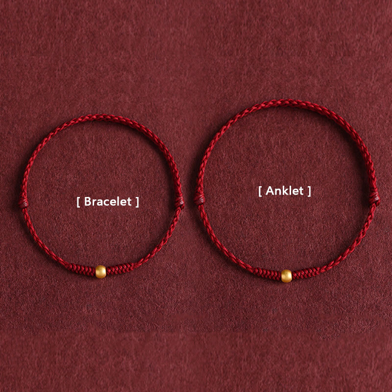EverestArtstudios 999 Gold One Mini Bead Design Handmade Strength Braided Rope Bracelet Anklet