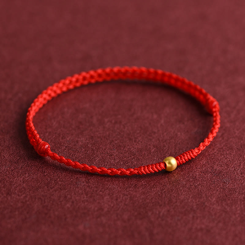 EverestArtstudios 999 Gold One Mini Bead Design Handmade Strength Braided Rope Bracelet Anklet