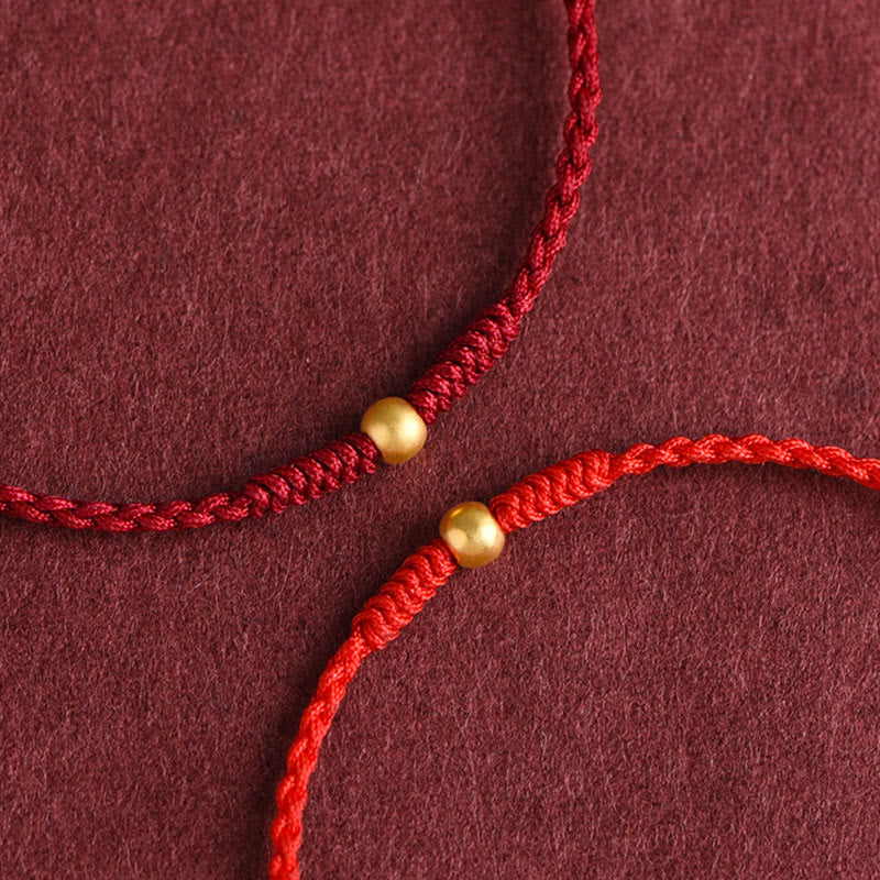 EverestArtstudios 999 Gold One Mini Bead Design Handmade Strength Braided Rope Bracelet Anklet