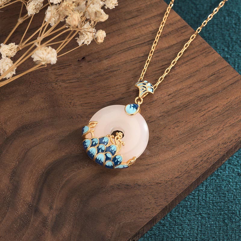 EverestArtstudios White Jade Peace Buckle Mountains And Sea Luck Necklace Pendant