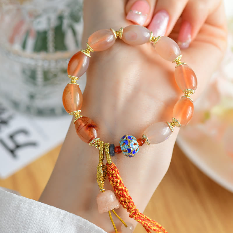 EverestArtstudios Tibetan White Jade Agate Strength Confidence Bracelet