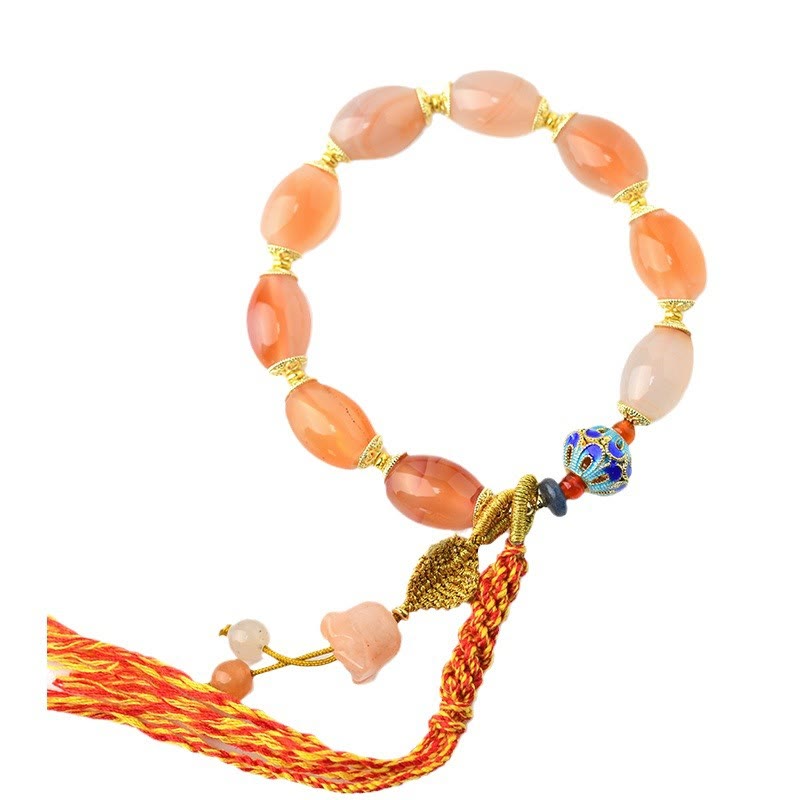 EverestArtstudios Tibetan White Jade Agate Strength Confidence Bracelet
