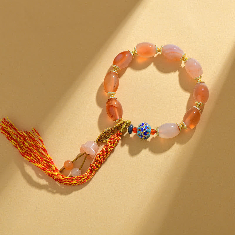 EverestArtstudios Tibetan White Jade Agate Strength Confidence Bracelet