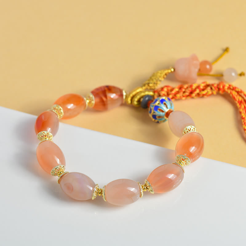 EverestArtstudios Tibetan White Jade Agate Strength Confidence Bracelet