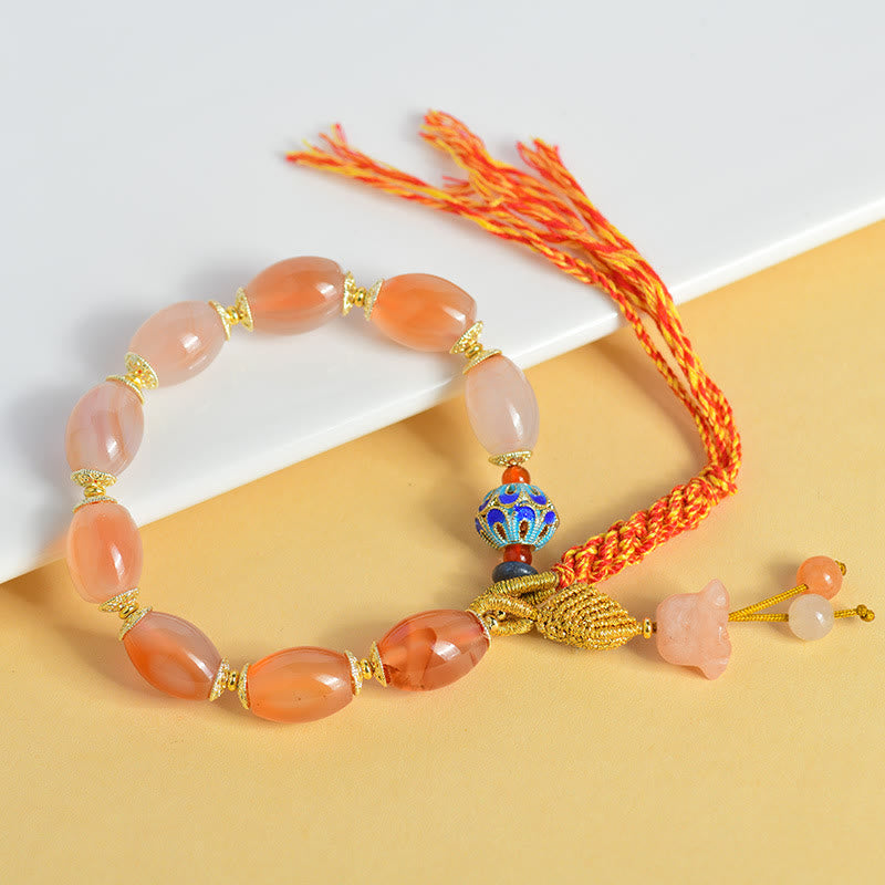 EverestArtstudios Tibetan White Jade Agate Strength Confidence Bracelet