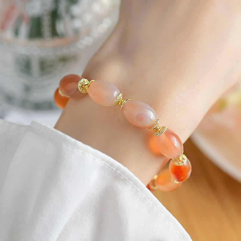 EverestArtstudios Tibetan White Jade Agate Strength Confidence Bracelet
