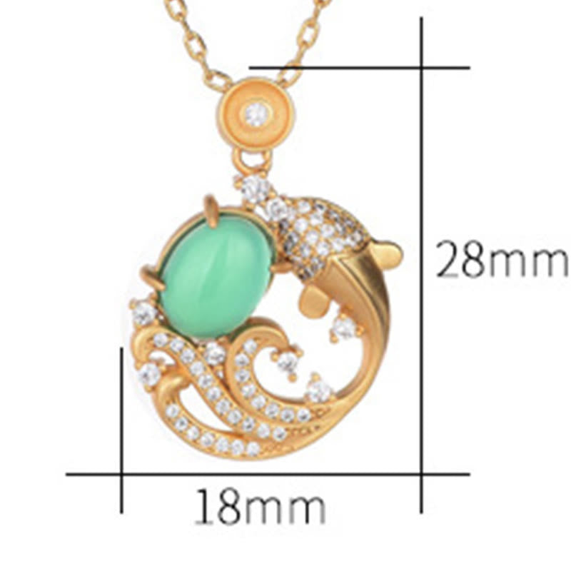 EverestArtstudios Green Chalcedony Koi Fish Strength Necklace Pendant
