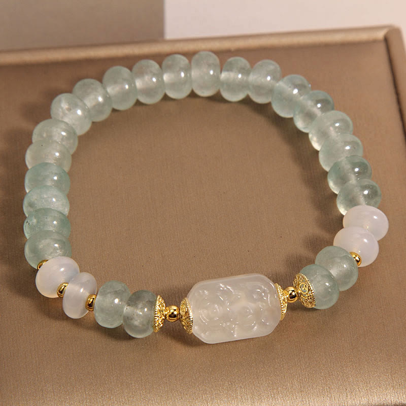 EverestArtstudios Aquamarine Jade Abacus Beads Serenity Bracelet
