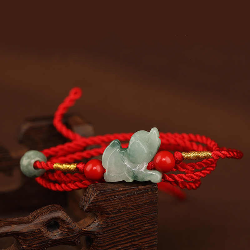 EverestArtstudios Jade Peace Buckle Blessing Red String Belly Chain