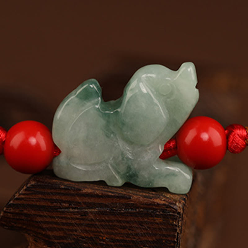 EverestArtstudios Jade Peace Buckle Blessing Red String Belly Chain