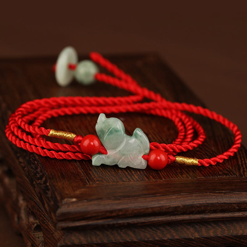 EverestArtstudios Jade Peace Buckle Blessing Red String Belly Chain