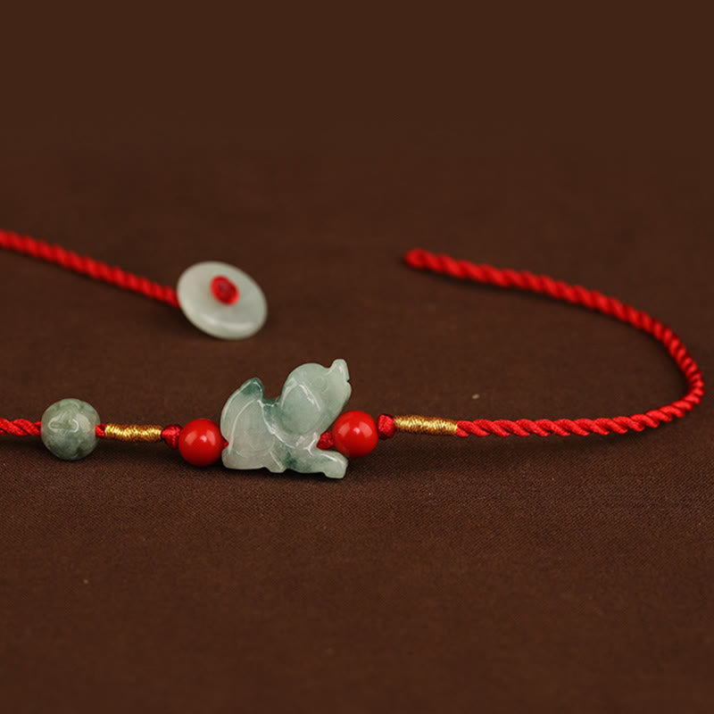 EverestArtstudios Jade Peace Buckle Blessing Red String Belly Chain