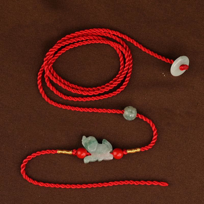 EverestArtstudios Jade Peace Buckle Blessing Red String Belly Chain
