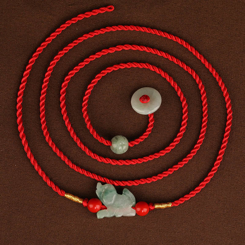 EverestArtstudios Jade Peace Buckle Blessing Red String Belly Chain