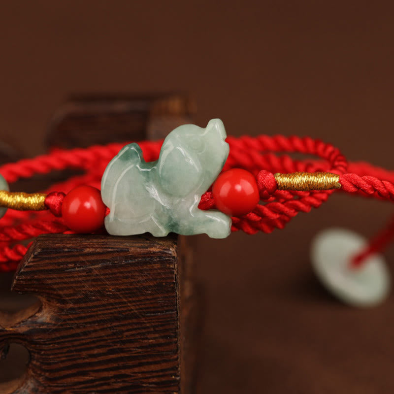 EverestArtstudios Jade Peace Buckle Blessing Red String Belly Chain