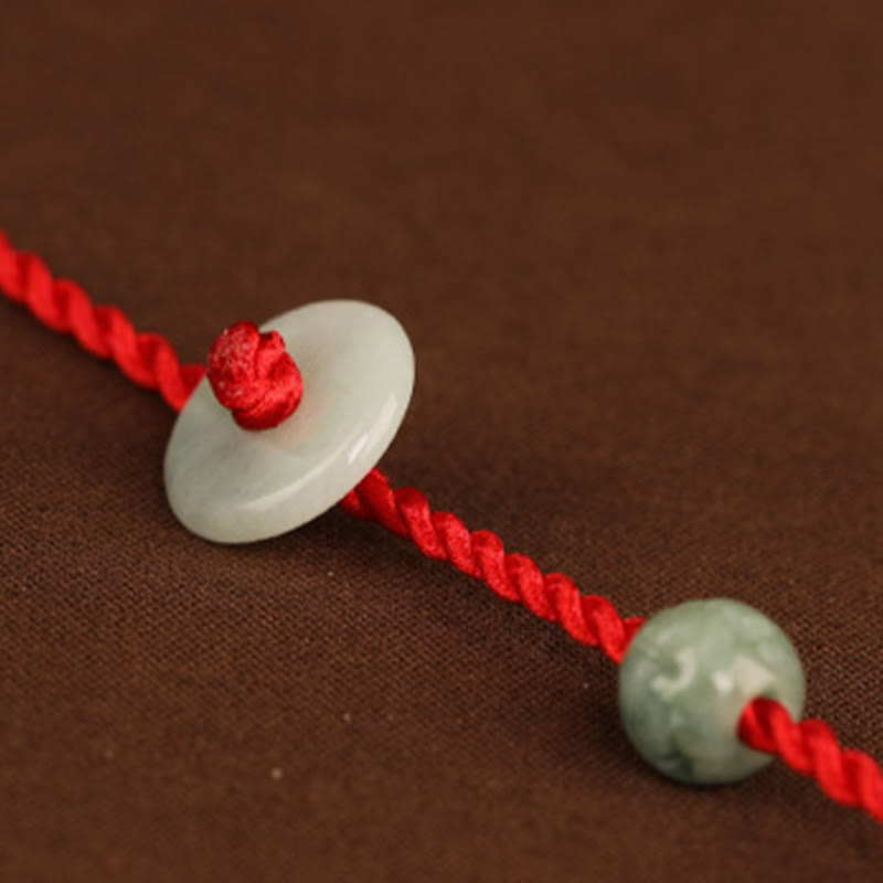 EverestArtstudios Jade Peace Buckle Blessing Red String Belly Chain