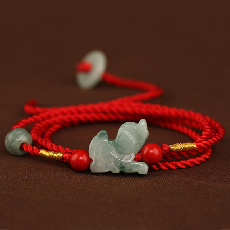 EverestArtstudios Jade Peace Buckle Blessing Red String Belly Chain