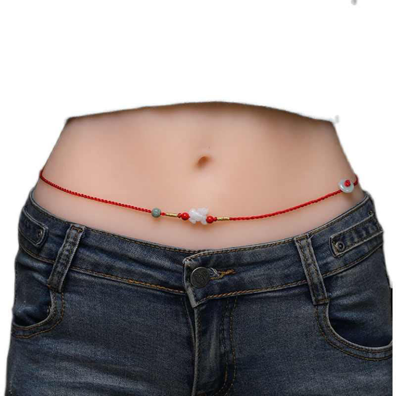 EverestArtstudios Jade Peace Buckle Blessing Red String Belly Chain