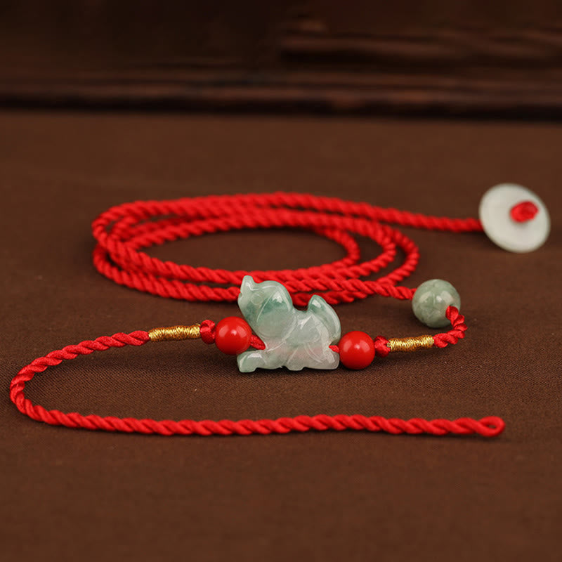 EverestArtstudios Jade Peace Buckle Blessing Red String Belly Chain