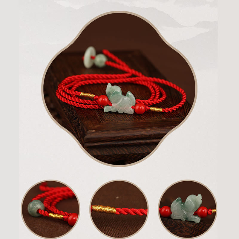 EverestArtstudios Jade Peace Buckle Blessing Red String Belly Chain