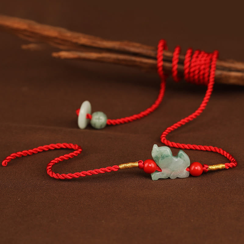EverestArtstudios Jade Peace Buckle Blessing Red String Belly Chain