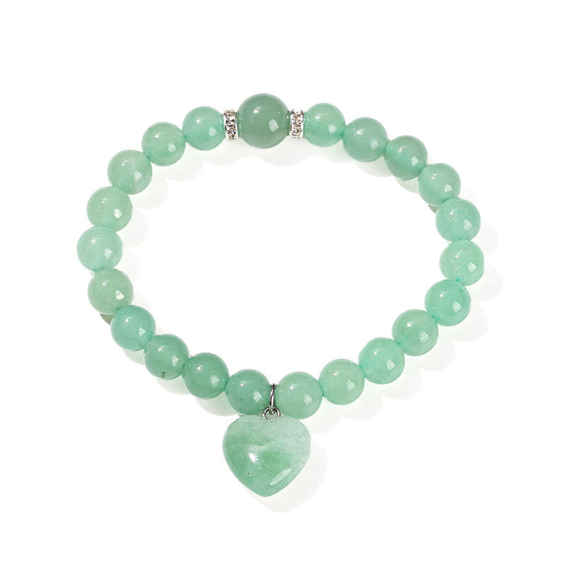 EverestArtstudios Various Crystal Green Aventurine Love Heart Balance Bracelet
