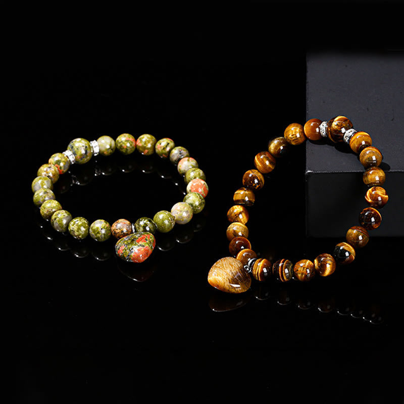 EverestArtstudios Various Crystal Green Aventurine Love Heart Balance Bracelet