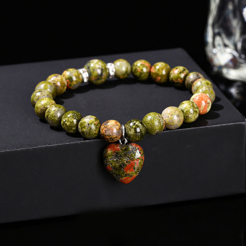 EverestArtstudios Various Crystal Green Aventurine Love Heart Balance Bracelet
